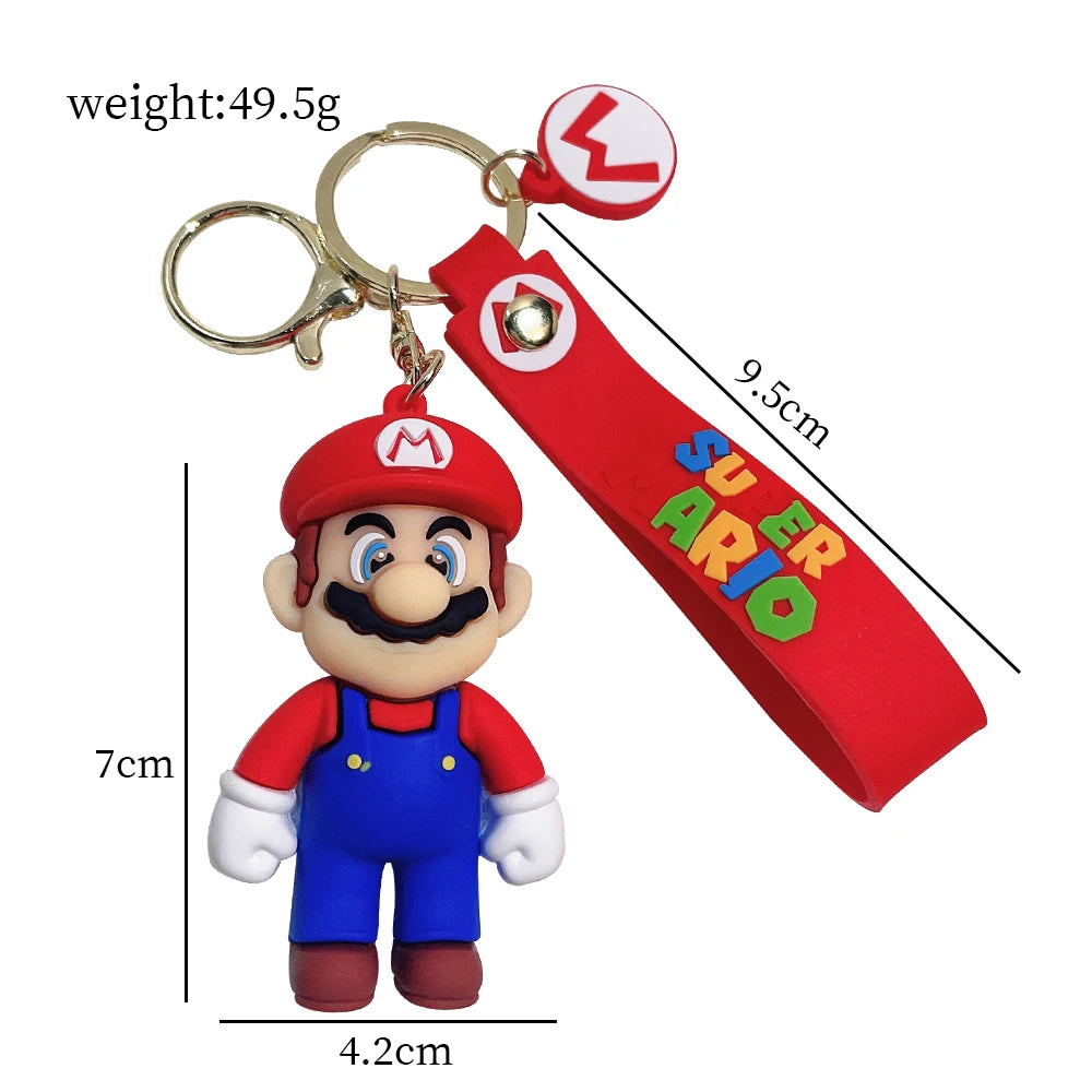 Game Super Mario Bros Keychain Anime Figure Car Decoration Backpack Pendant Accessories Kids Toy Christmas Birthday Gifts