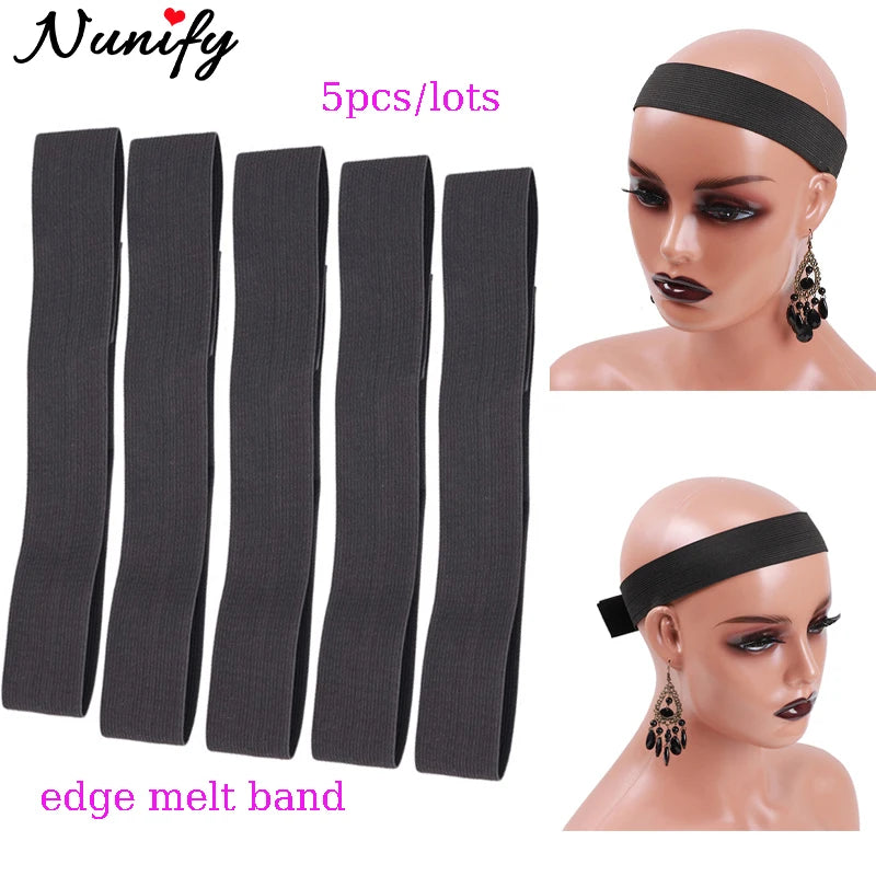 5Pcs/Lot Edge Melt Band For Wigs 60Cm Elastic Band For Hair Black Wig Headband Lace Band For Edge Wig Accessories Tool Wholesale