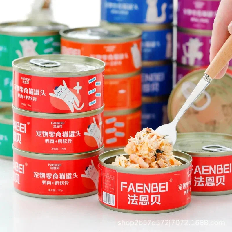 Canned cat white meat snack can cat snacks cat staple food young cat fat 170g cat wet food - AliExpress 15