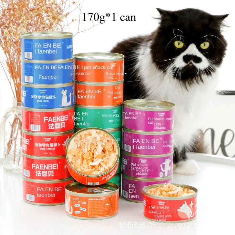 Canned cat white meat snack can cat snacks cat staple food young cat fat 170g cat wet food - AliExpress 15