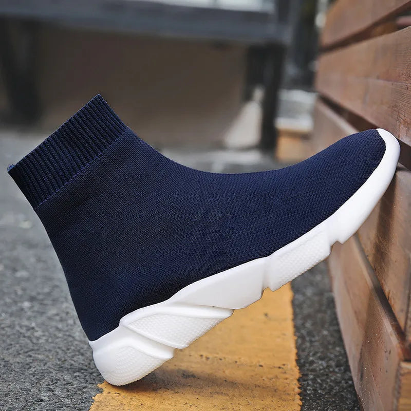 2023 Spring Sneakers For Men Black Slip-On Non leather Casual Shoes High Top Laceless Footwear Light Sock Shoes Fashion Unisex