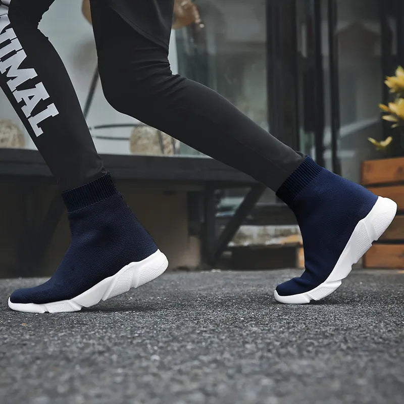 2023 Spring Sneakers For Men Black Slip-On Non leather Casual Shoes High Top Laceless Footwear Light Sock Shoes Fashion Unisex