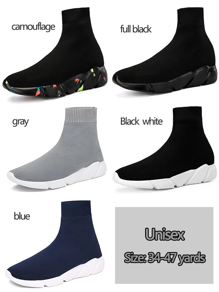 2023 Spring Sneakers For Men Black Slip-On Non leather Casual Shoes High Top Laceless Footwear Light Sock Shoes Fashion Unisex