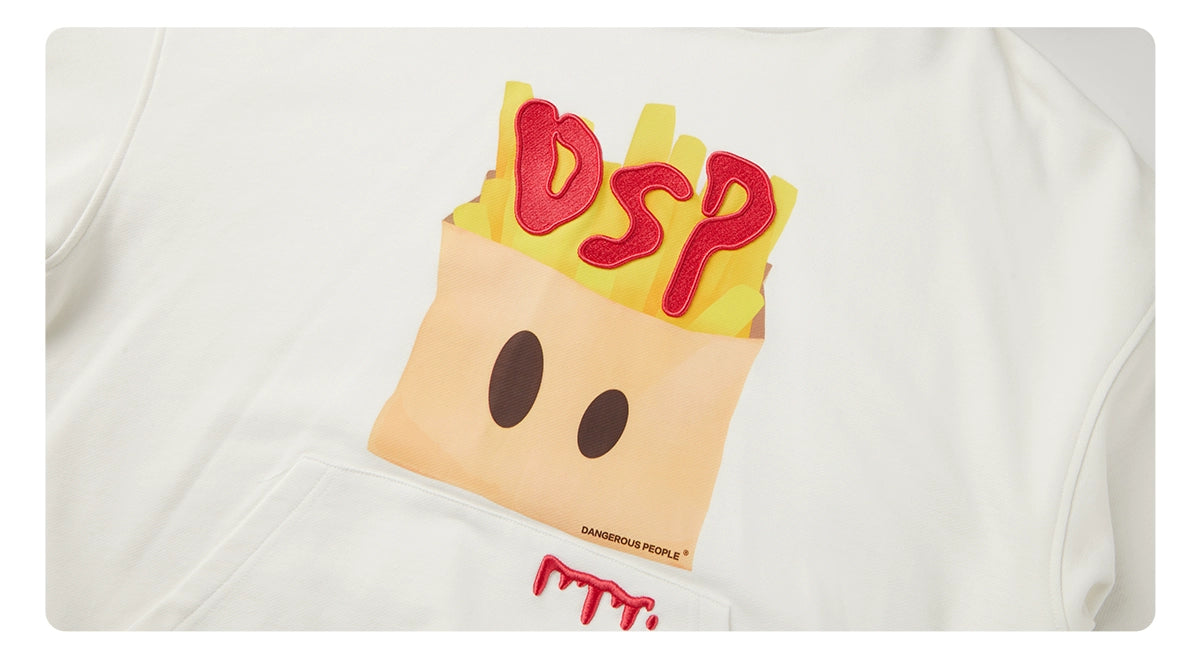 Heavy Weight DSP French Fries Couple Pullover Hooded Sweatshirt