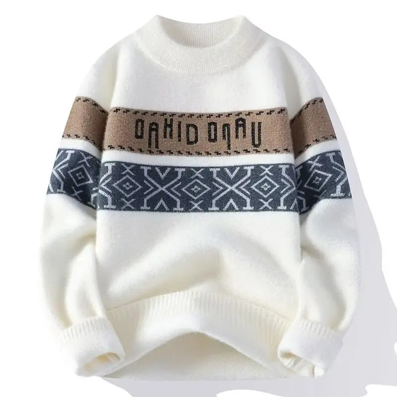 2024 Autumn Winter Men's Sweater Korean Fashion Streetwear Letter Sweater Men Casual Men Clothing Pullover O-Neck Sweaters Men