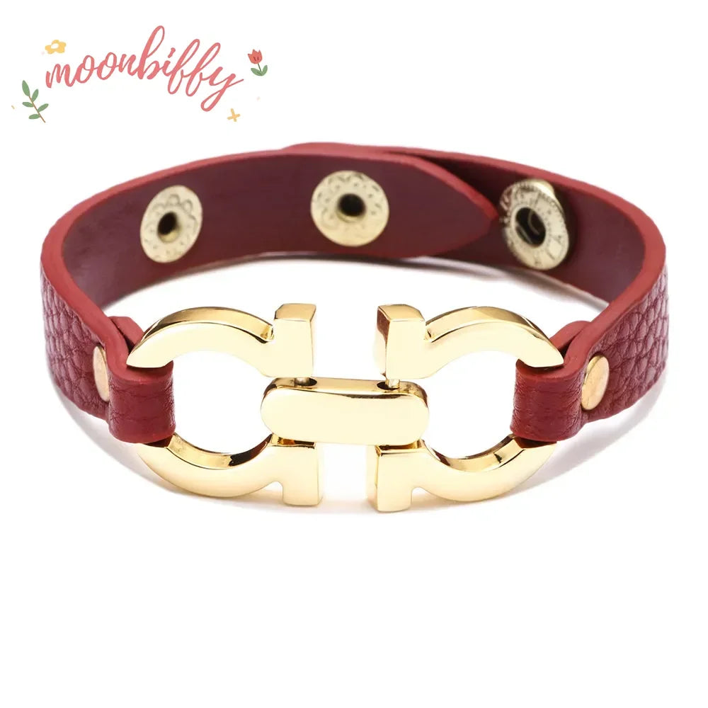 High Quality PU Leather Bracelet for Women Fashion Charms Alloy Geometric Leather Bracelets Casual Party Accessories Gift