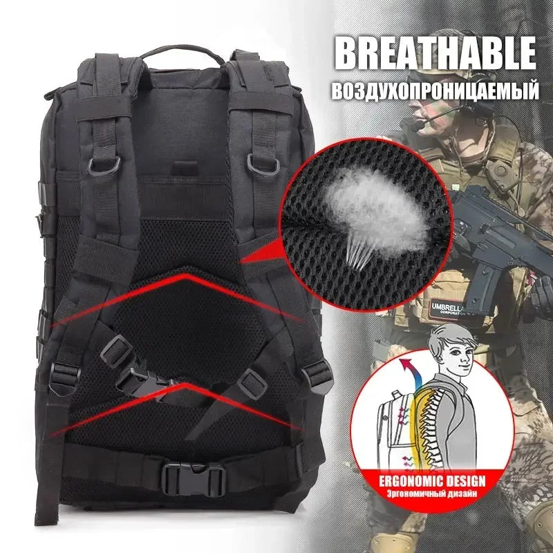 45L Man Tactical Backpacks HkingTraveling Bags Survival Outdoor 3P Assault Pack EDC Molle Pack For Trekking Hunting Bag