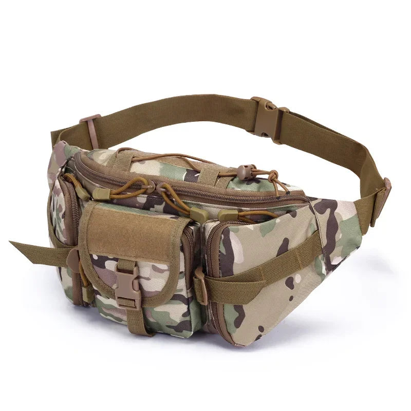 Men Tactical Waist Bag Nylon Fanny Pack Travel Hip Belt Bum Sports Bag Outdoor Cycling Travel Waistpack Pouch Belt Bag Camping