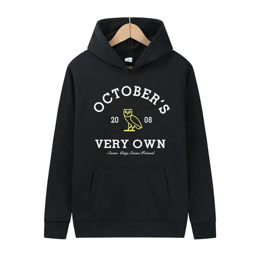 October's Fashion Printed Hoodie for Women, Men's Loose and Trendy Pullover, Street Casual Harajuku Hip-hop Cool Sportswear