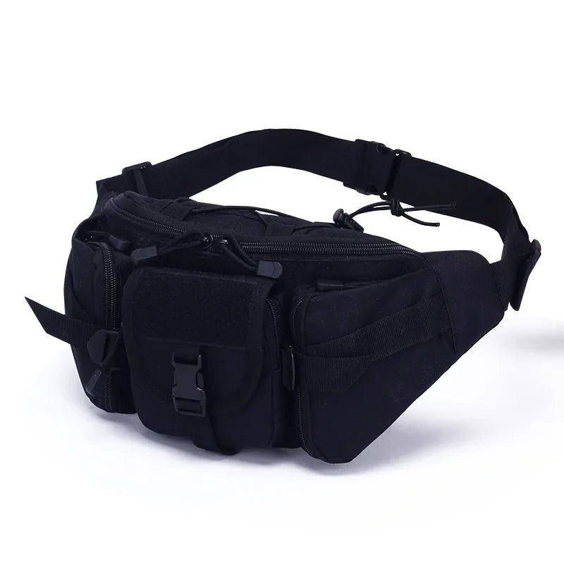 Men Tactical Waist Bag Nylon Fanny Pack Travel Hip Belt Bum Sports Bag Outdoor Cycling Travel Waistpack Pouch Belt Bag Camping