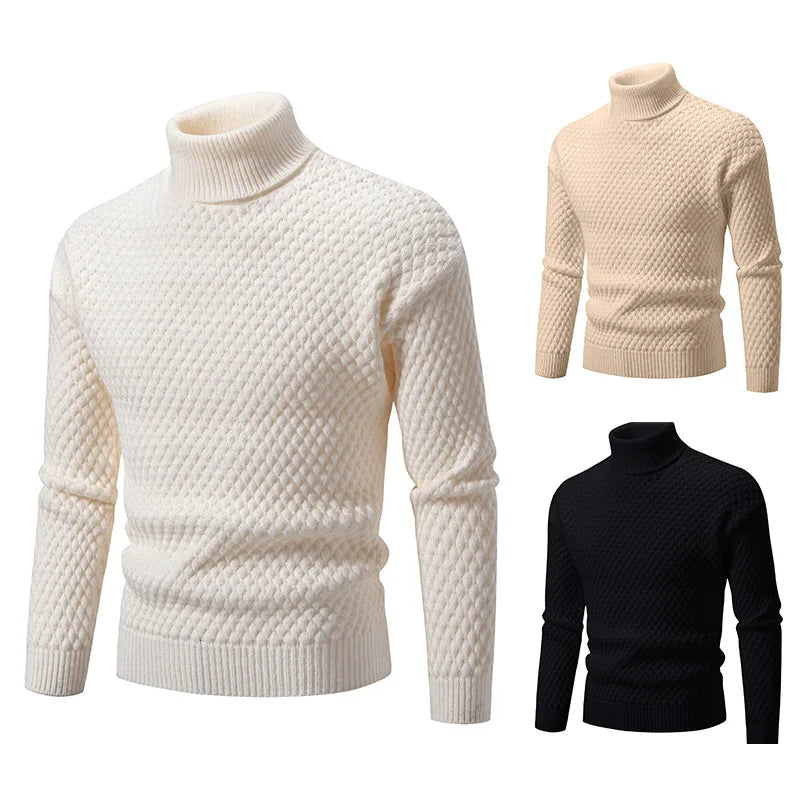 2024 Autumn Winter Turtleneck Sweater Men Slim Fit Knit Pullovers Fashion Warm Casual knitted Sweater Mens Long Sleeve Pullovers