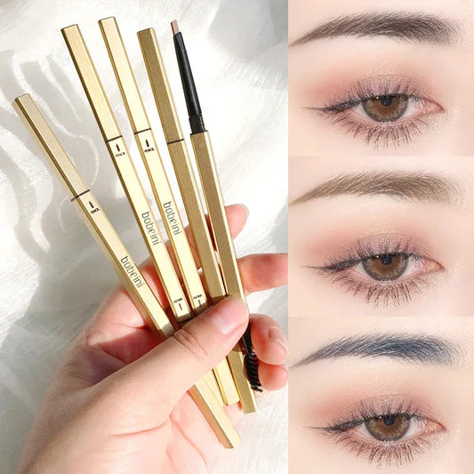 Small gold bar double-ended eyebrow pencil three-dimensional eyebrow shape long-lasting without smudging, slender and natural