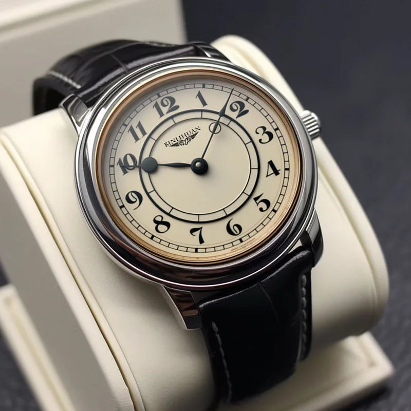 Men Fashion Retro Clock Leather Watch Quartz Analog Business Wristwatch Birthday Gift