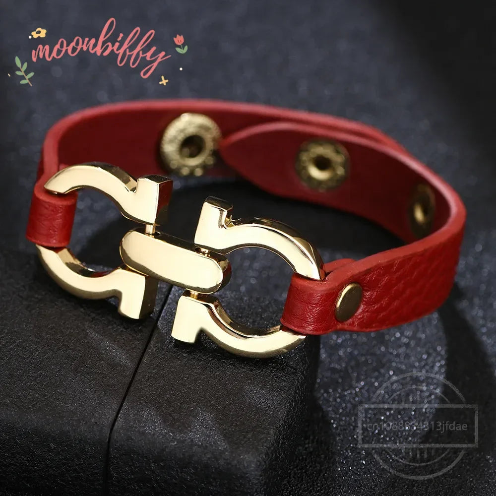 High Quality PU Leather Bracelet for Women Fashion Charms Alloy Geometric Leather Bracelets Casual Party Accessories Gift