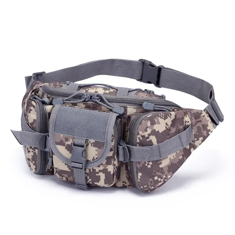 Men Tactical Waist Bag Nylon Fanny Pack Travel Hip Belt Bum Sports Bag Outdoor Cycling Travel Waistpack Pouch Belt Bag Camping