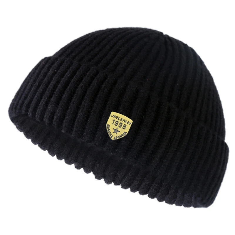 Men Skullcap Winter Street Style Hip Hop Brimless Baggy Melon Cap Cuff Docker Fisherman Beanies Hats Warm Knitted Bonnet