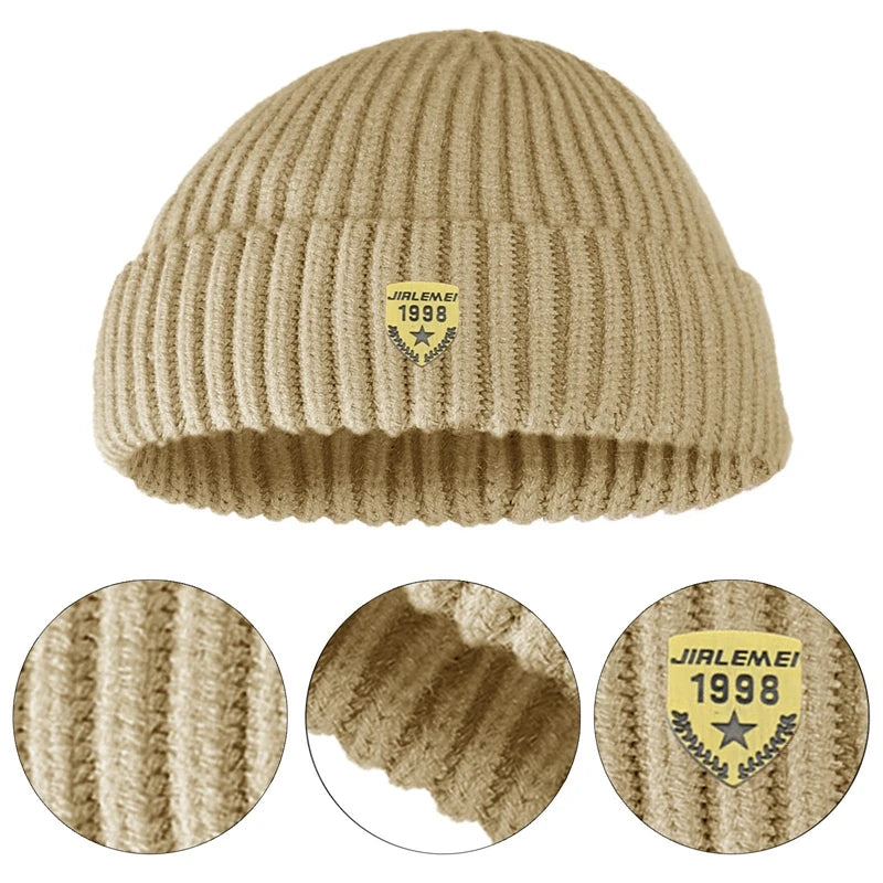 Men Skullcap Winter Street Style Hip Hop Brimless Baggy Melon Cap Cuff Docker Fisherman Beanies Hats Warm Knitted Bonnet