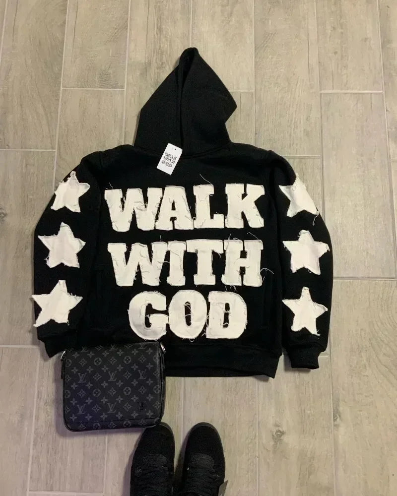 Streetwear Y2K New fashion star patch printing oversized hoodie men women harajuku Goth hip hop loose casual sports hoodie coat