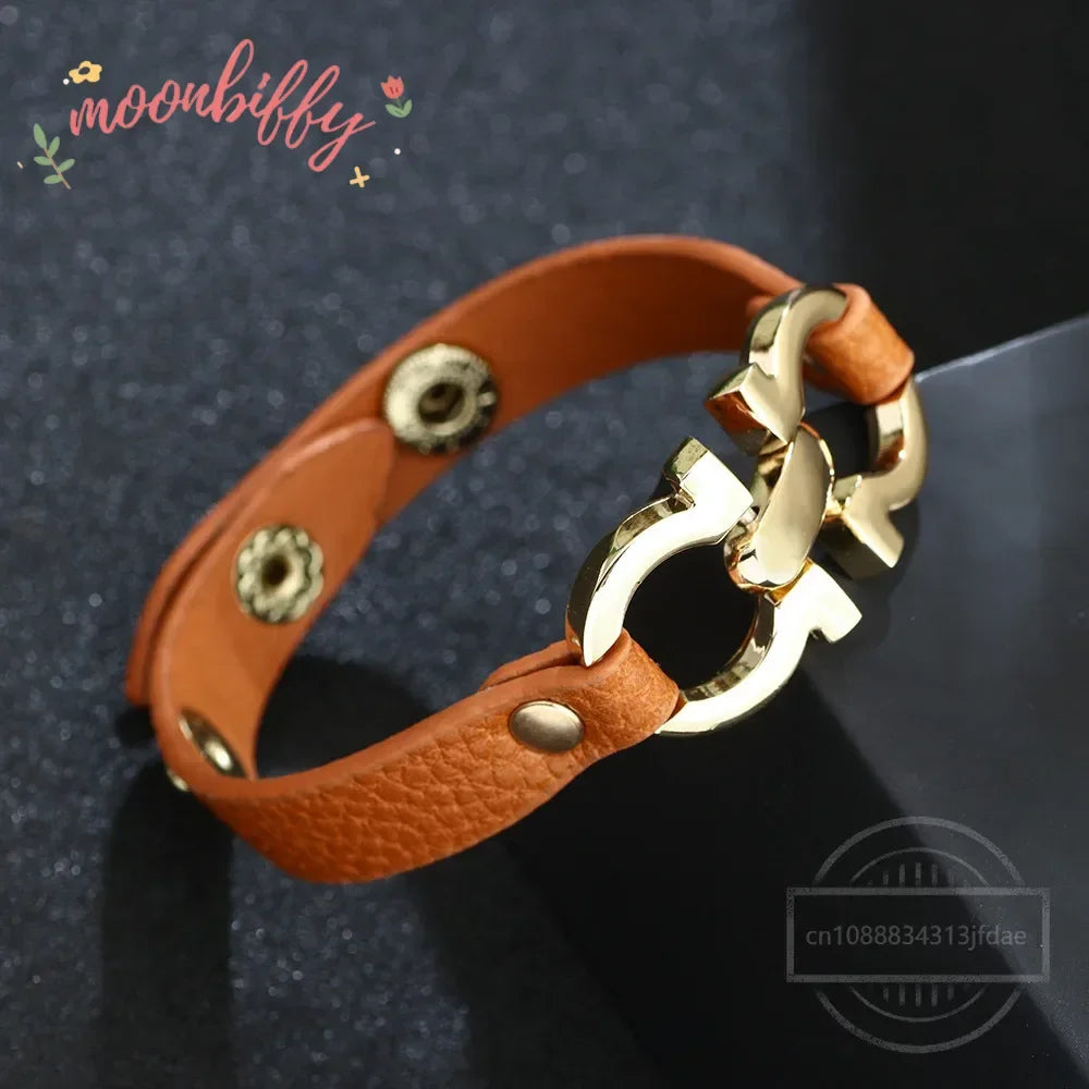 High Quality PU Leather Bracelet for Women Fashion Charms Alloy Geometric Leather Bracelets Casual Party Accessories Gift