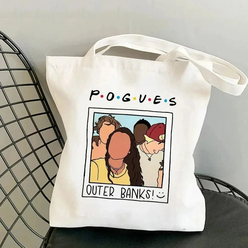 Pogue Life Letter Print Women Tote Shoulder Bags Graphic Lady Shopper Bag Eco Large-capacity Causal Canvas Handbag for Female