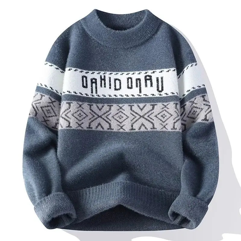 2024 Autumn Winter Men's Sweater Korean Fashion Streetwear Letter Sweater Men Casual Men Clothing Pullover O-Neck Sweaters Men