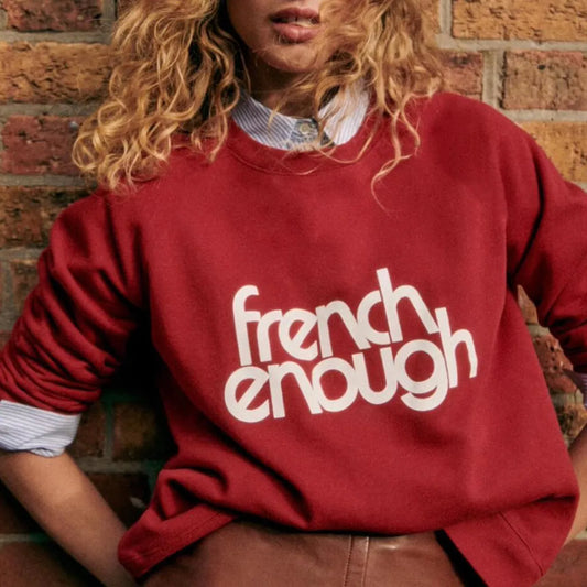 French Retro Letters Printing Autumn Loose Cotton Sweatshirt Women Long Sleeve Casual Crewneck Pullover 80's 90's Fashion Jumper