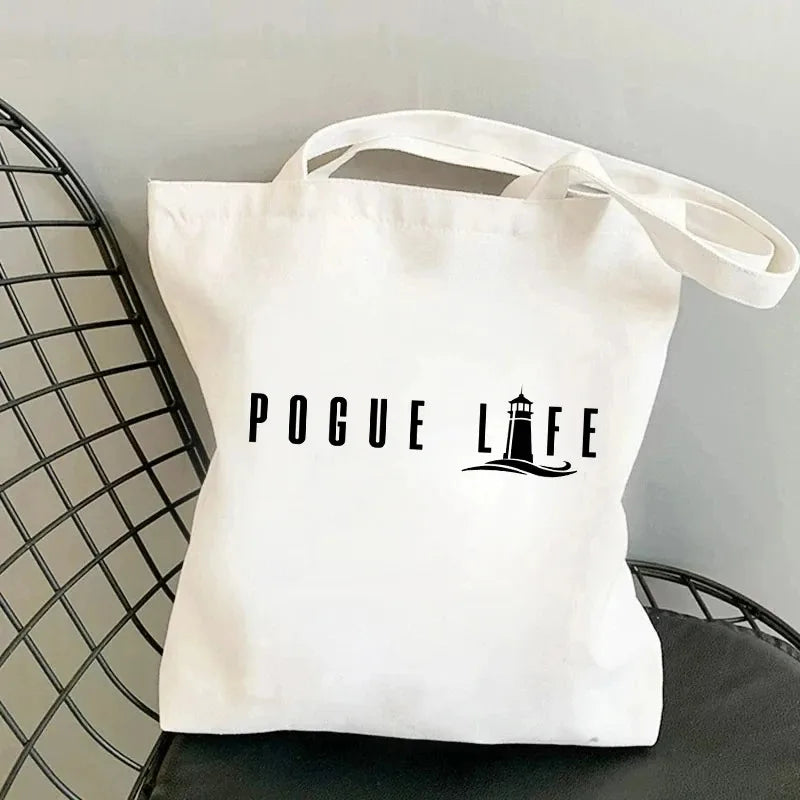 Pogue Life Letter Print Women Tote Shoulder Bags Graphic Lady Shopper Bag Eco Large-capacity Causal Canvas Handbag for Female