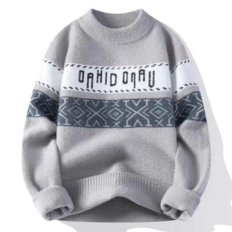 2024 Autumn Winter Men's Sweater Korean Fashion Streetwear Letter Sweater Men Casual Men Clothing Pullover O-Neck Sweaters Men