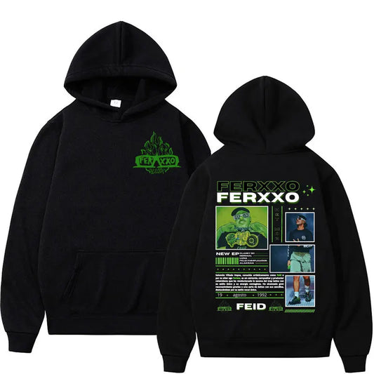 Rapper Feid Ferxxo World Tour 2024 Graphic Hoodies Men's Women 90s Vintage Hip Hop Style Sweatshirt Fashion Casual Fleece Hooded