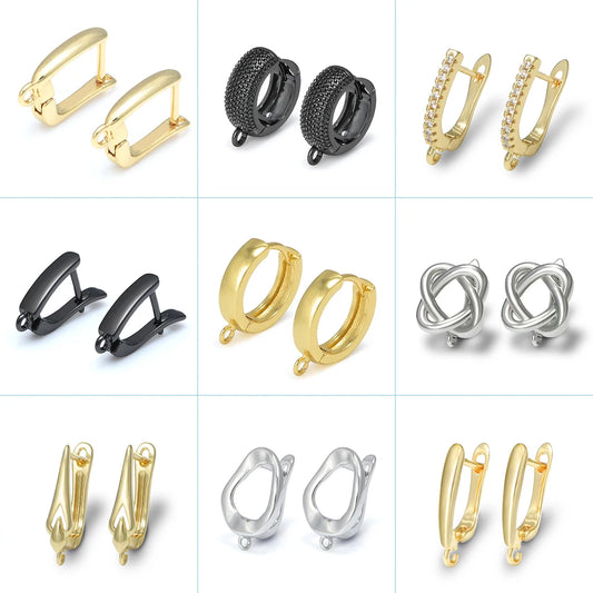 DARENLI 1 Pair Smooth 18K Gold/Rhodium Plated Earring Hooks Ear Wire Fastener DIY Jewelry Making Accessories Supplies Wholesale