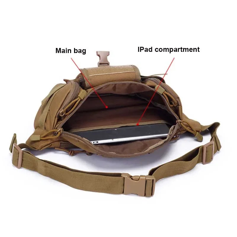 Men Tactical Waist Bag Nylon Fanny Pack Travel Hip Belt Bum Sports Bag Outdoor Cycling Travel Waistpack Pouch Belt Bag Camping