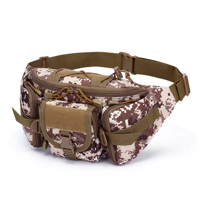 Men Tactical Waist Bag Nylon Fanny Pack Travel Hip Belt Bum Sports Bag Outdoor Cycling Travel Waistpack Pouch Belt Bag Camping