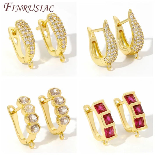 18K Real Gold Plated Crystal Zirconia Earring Hooks Clasps,Shvenzy Earwires,Fasteners For Earrings,DIY Earring Accessories