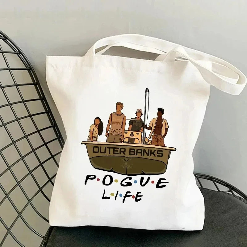 Pogue Life Letter Print Women Tote Shoulder Bags Graphic Lady Shopper Bag Eco Large-capacity Causal Canvas Handbag for Female