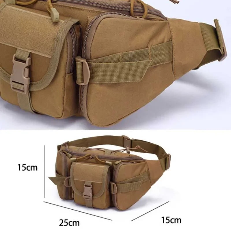 Men Tactical Waist Bag Nylon Fanny Pack Travel Hip Belt Bum Sports Bag Outdoor Cycling Travel Waistpack Pouch Belt Bag Camping