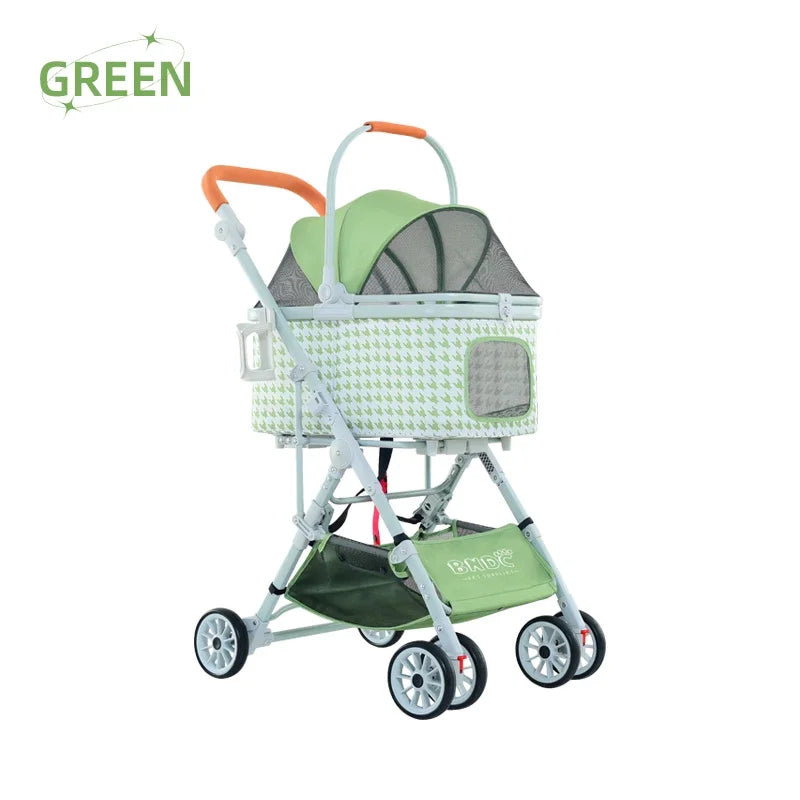 Comfortable Mesh and Foldable Luxury Four Wheels Pet Dog Stroller Portable Small Pet Stroller For Cat And Dog