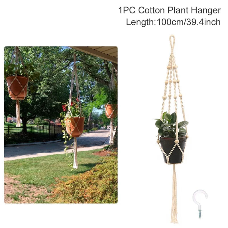 Hanging Plant Handmade Macrame Plant Hanger Flower Pot Planter Hanger Wall Decor Courtyard Garden Hanging Planter Hanging Basket